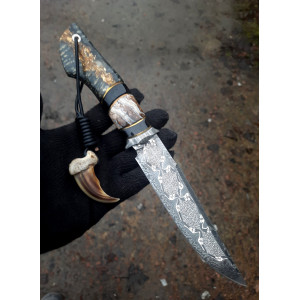 КЛОНДАЙК (шукач скарбів) ніж ручної роботи майстра студії ножів Павла Гончаренка, замовити купити в Україні (Мозаїчний дамаск). Photo 2